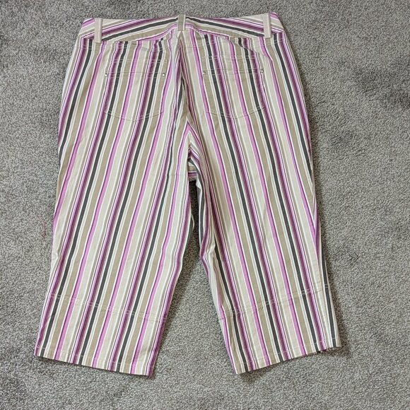 VENEZIA Lavender/Beige/White Striped Straight Mid-Rise Zip Capris; Size 16 - Picture 2 of 3
